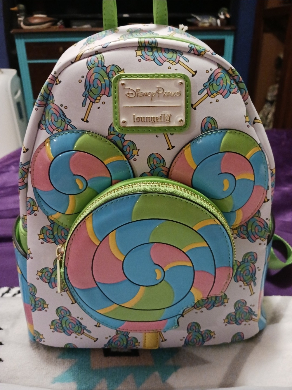 Loungefly Disney Parks Pastel Lollipop Mini Backpack - Pink Blue Green Yellow